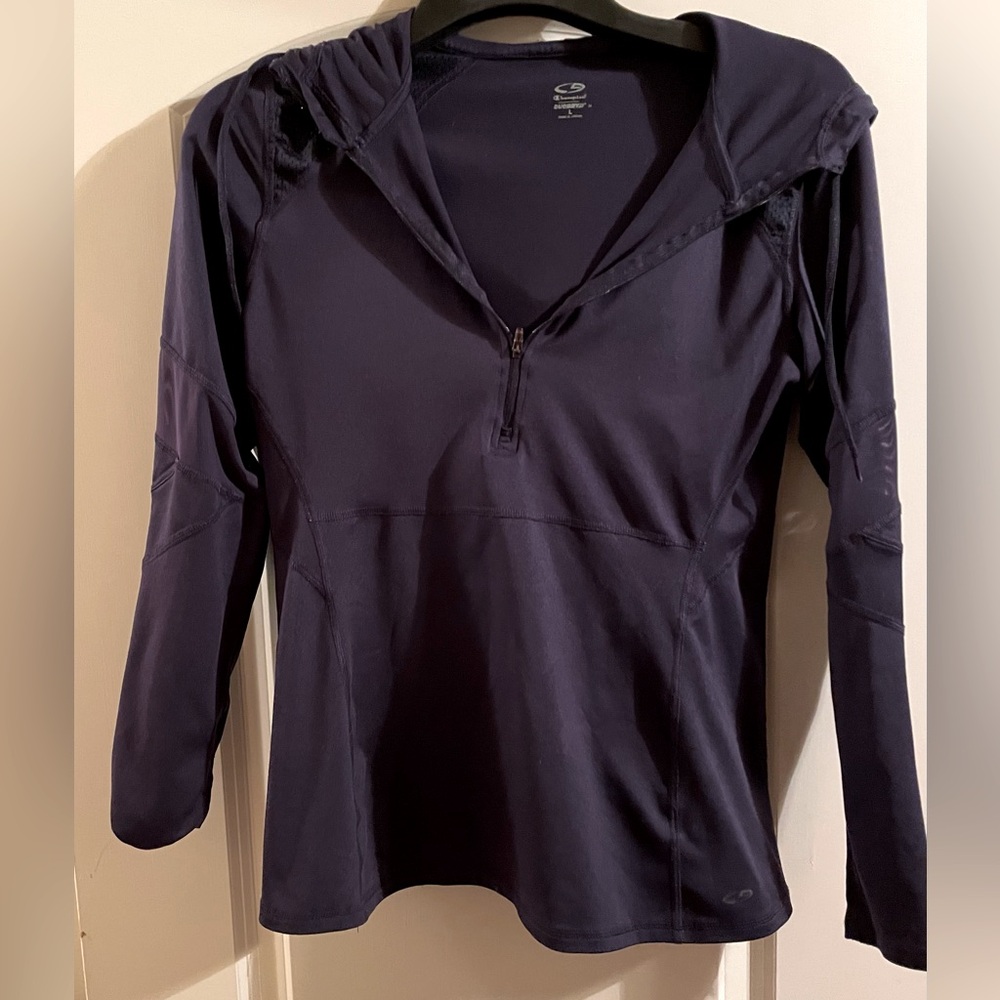 ✨ CHAMPION Duo-dry Hoodie NAVY Womenswear Athletic L Lightweight great condition